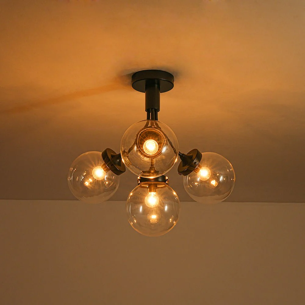 4-Light Bloom Clear Glass Globe Semi Flush Mount - Image 21