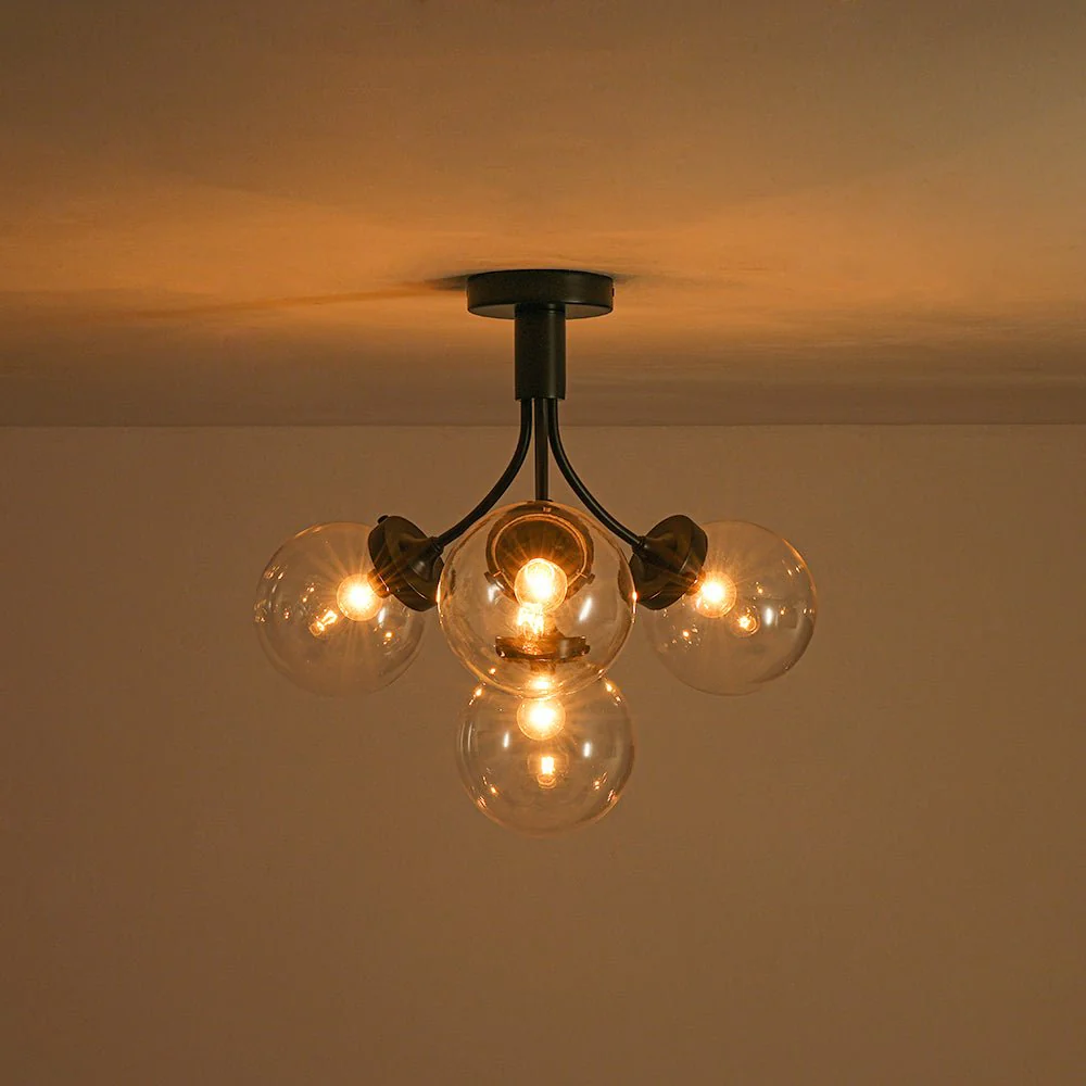 4-Light Bloom Clear Glass Globe Semi Flush Mount - Image 22