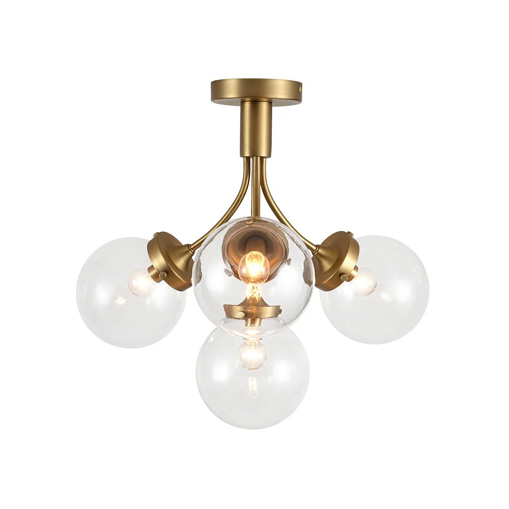 4-Light Bloom Clear Glass Globe Semi Flush Mount - Image 5