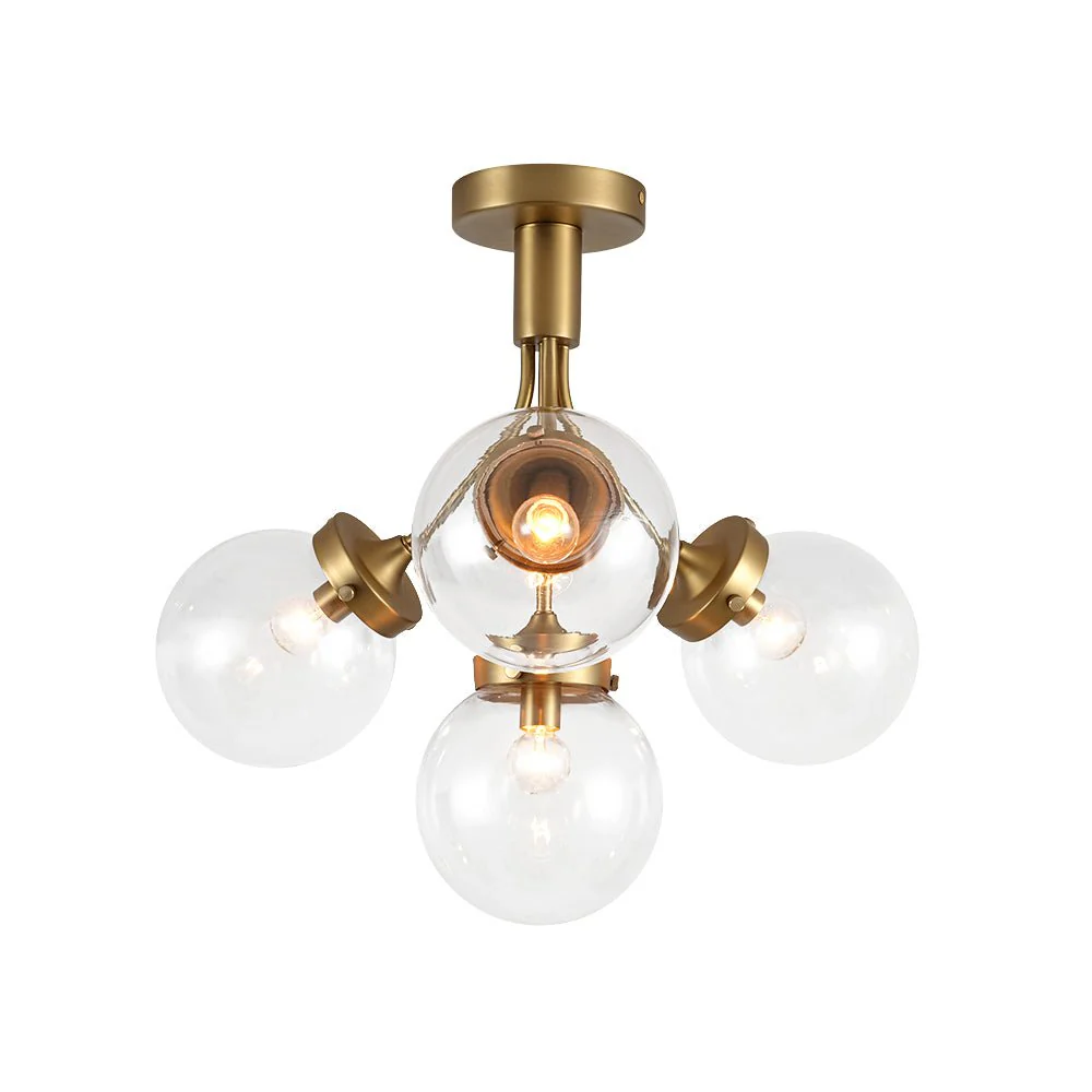 4-Light Bloom Clear Glass Globe Semi Flush Mount - Image 6
