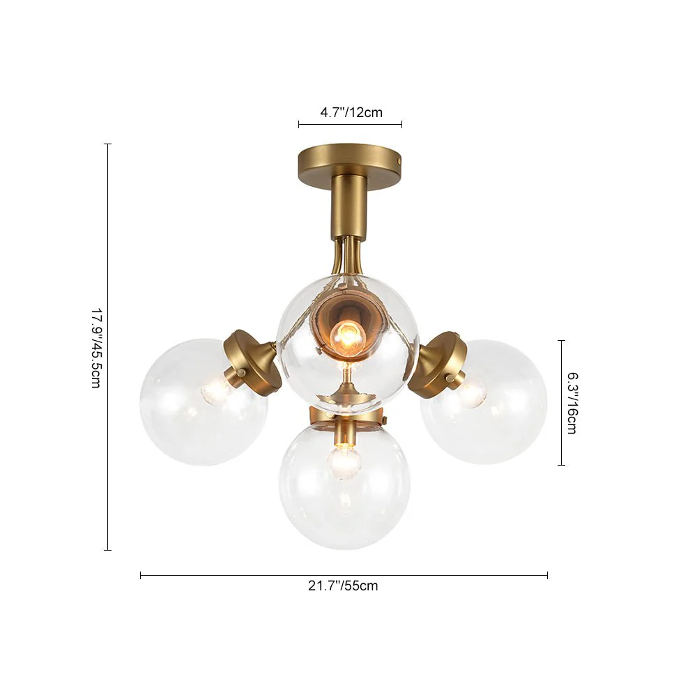 4-Light Bloom Clear Glass Globe Semi Flush Mount - Image 9