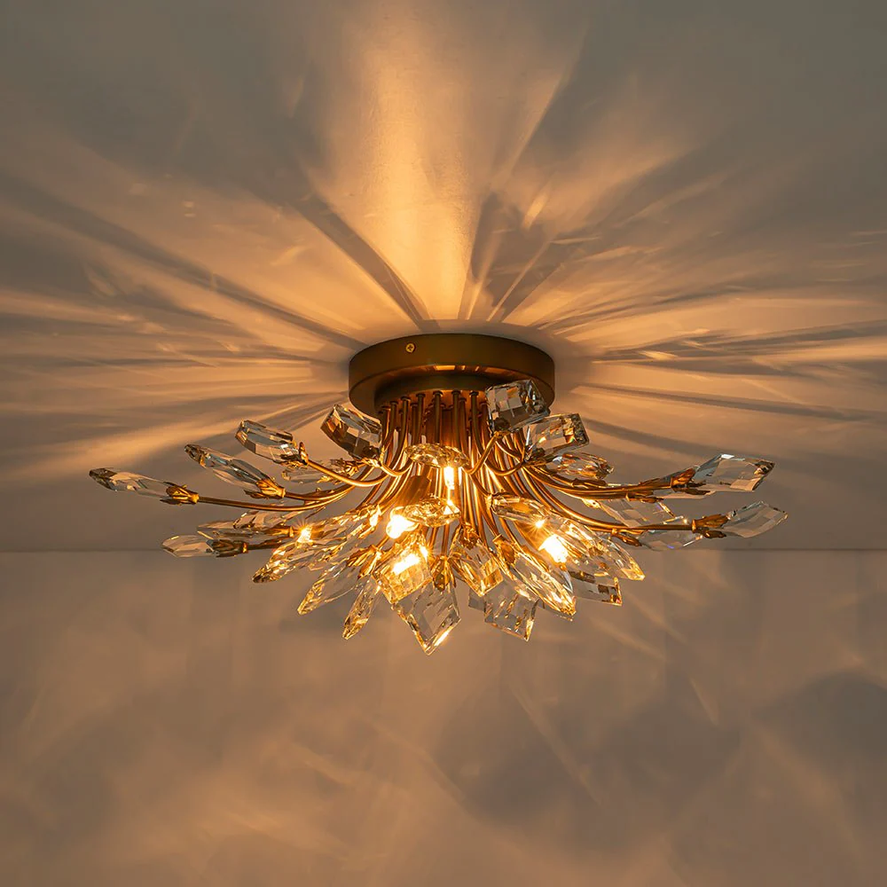 4-Light Bloom Crystal Leaf Semi Flush Mount Light - Image 10