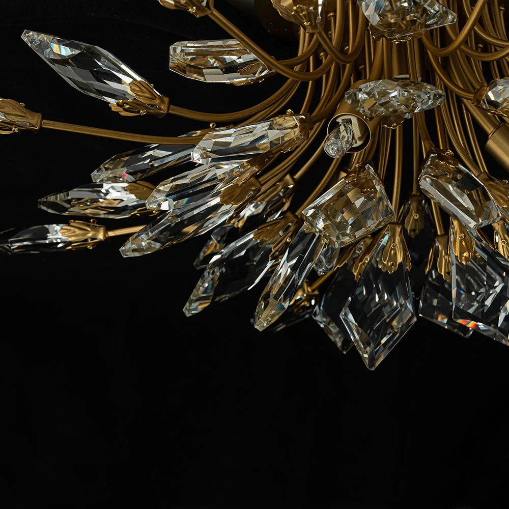 4-Light Bloom Crystal Leaf Semi Flush Mount Light - Image 15