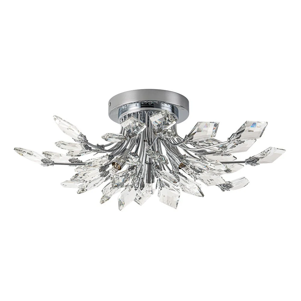 4-Light Bloom Crystal Leaf Semi Flush Mount Light - Image 17