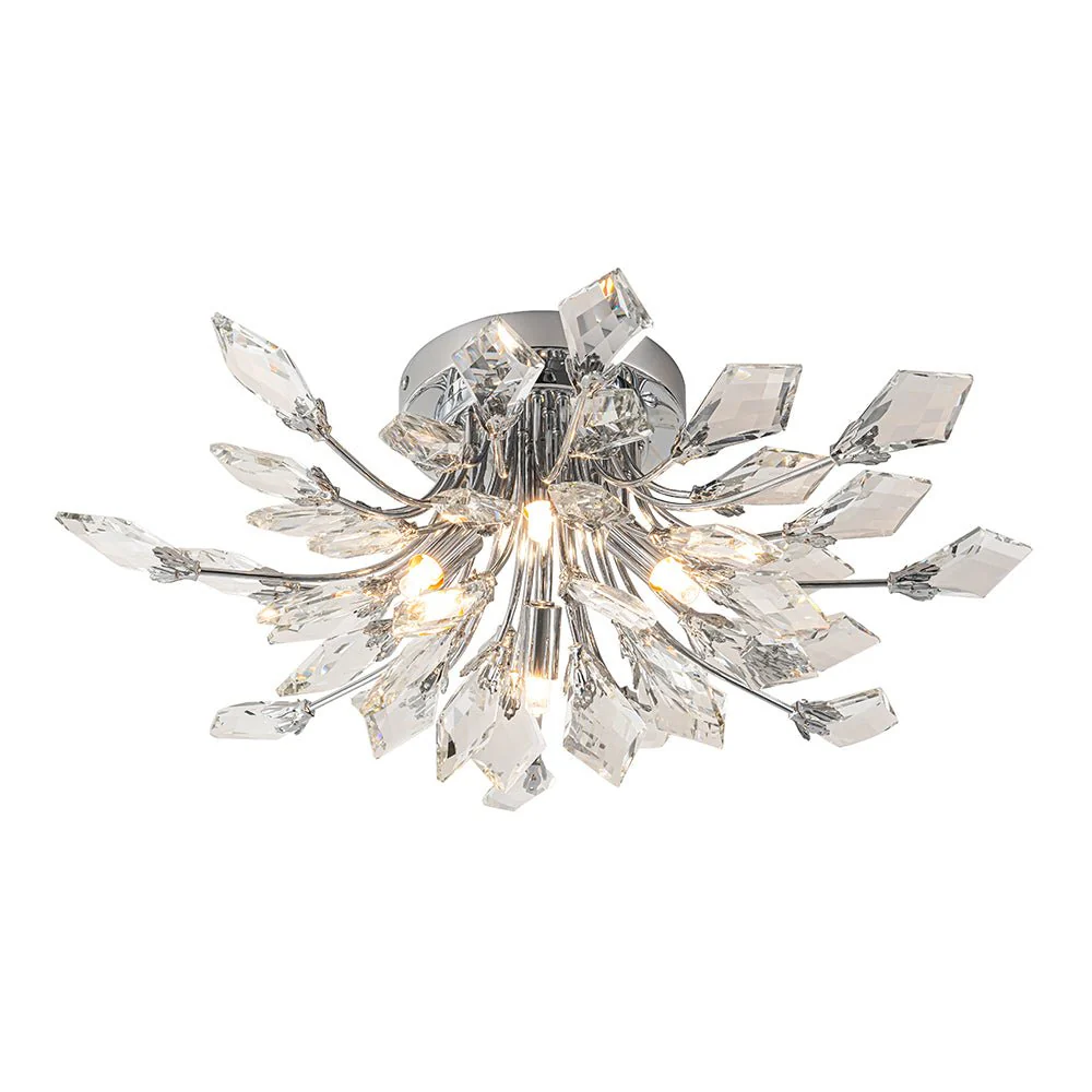 4-Light Bloom Crystal Leaf Semi Flush Mount Light - Image 18