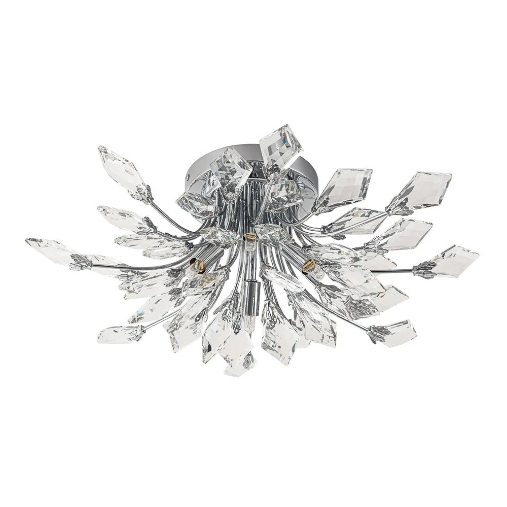 4-Light Bloom Crystal Leaf Semi Flush Mount Light - Image 19