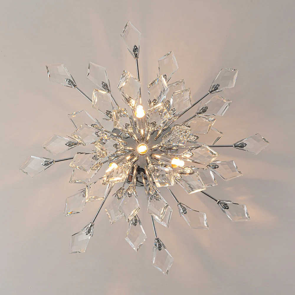 4-Light Bloom Crystal Leaf Semi Flush Mount Light - Image 22