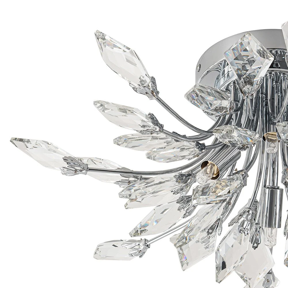 4-Light Bloom Crystal Leaf Semi Flush Mount Light - Image 23