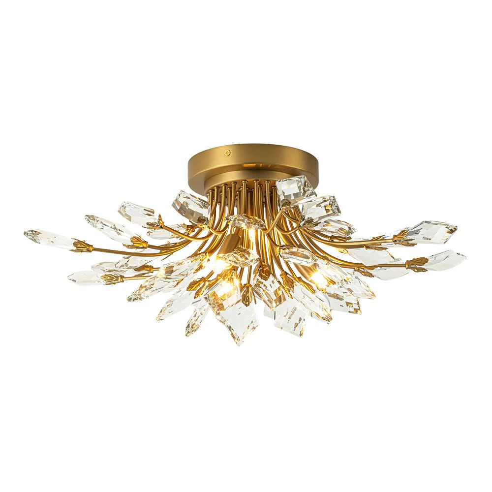 4-Light Bloom Crystal Leaf Semi Flush Mount Light - Image 5