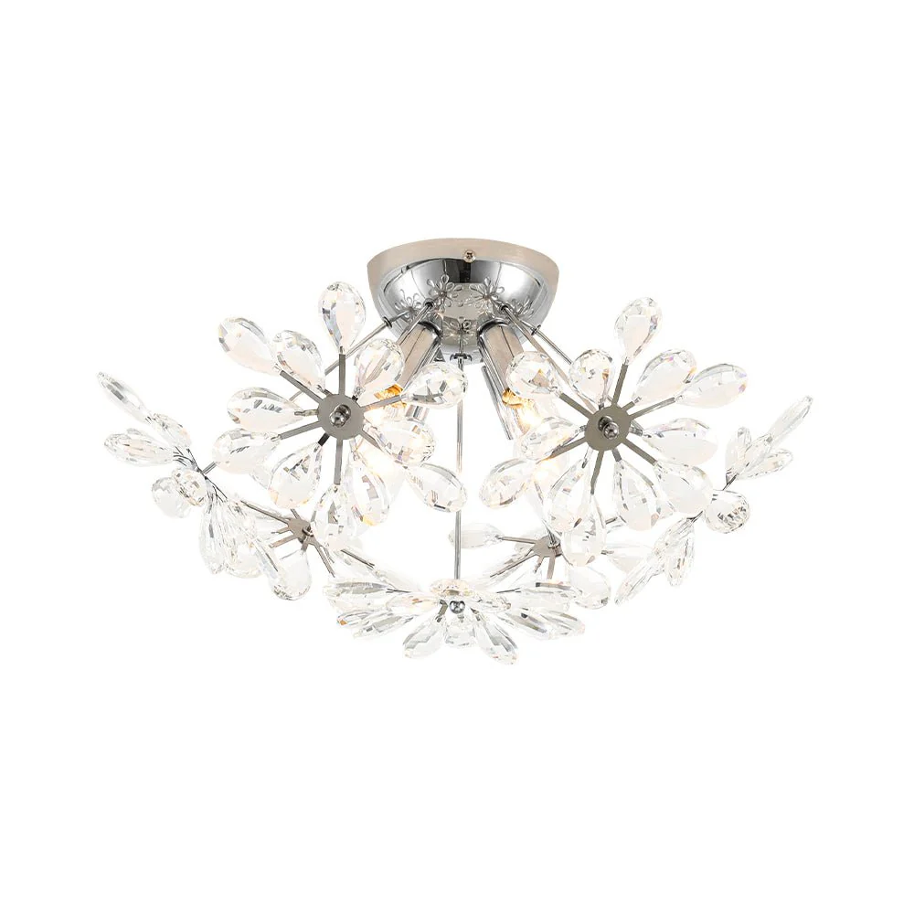 4-Light Bloom Dandelion Crystal Sputnik Semi Flush Mount - Image 3