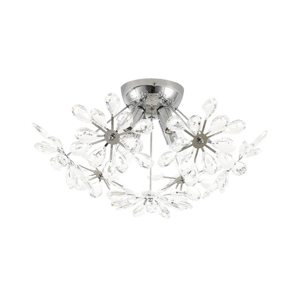 4-Light Bloom Dandelion Crystal Sputnik Semi Flush Mount - Image 4