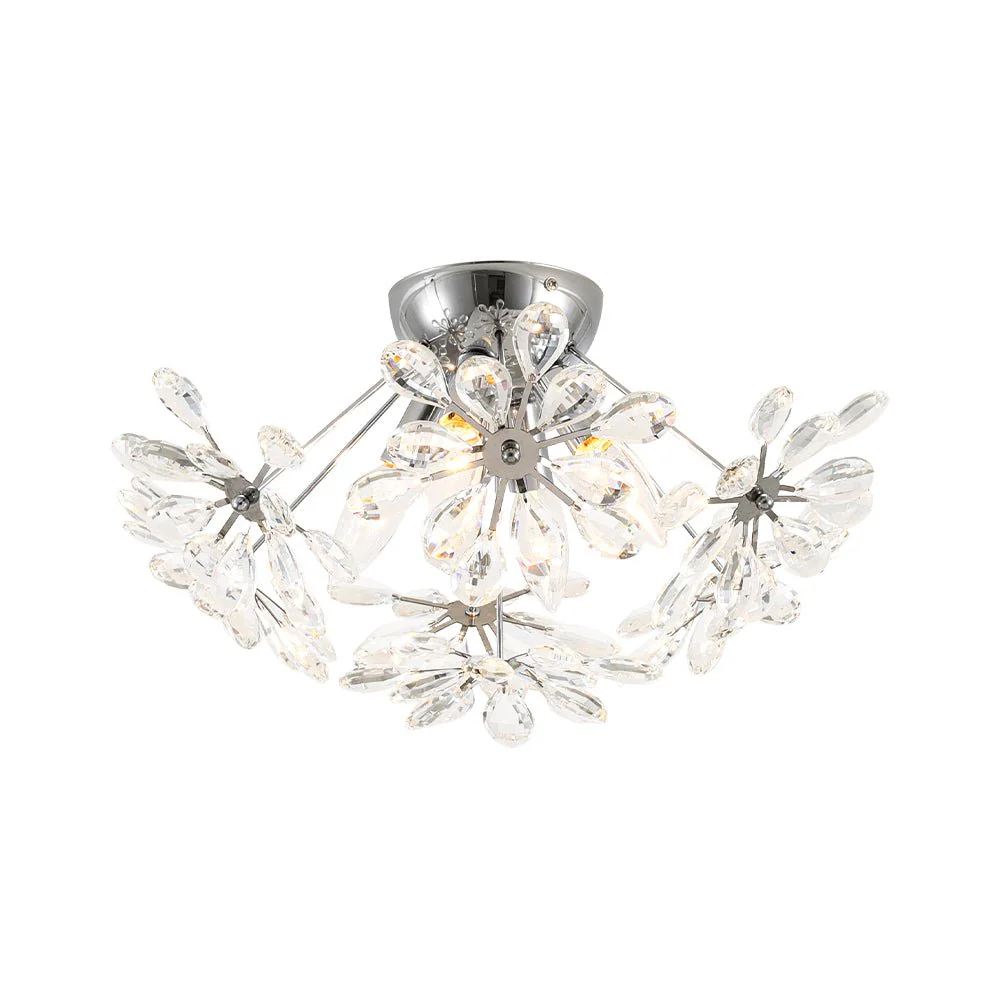 4-Light Bloom Dandelion Crystal Sputnik Semi Flush Mount - Image 5