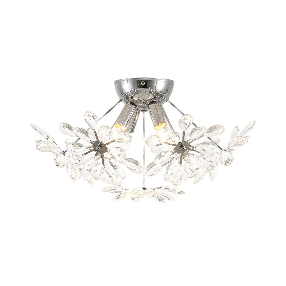 4-Light Bloom Dandelion Crystal Sputnik Semi Flush Mount - Image 7