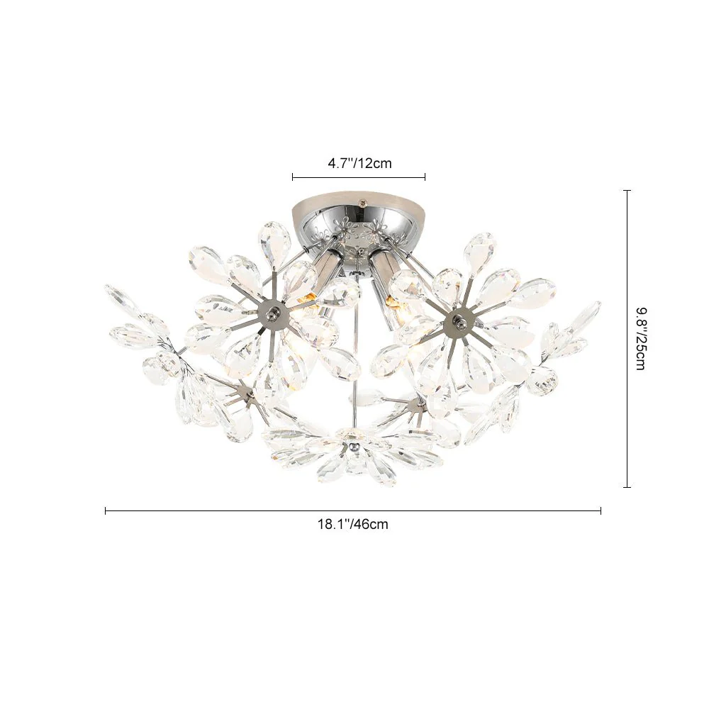 4-Light Bloom Dandelion Crystal Sputnik Semi Flush Mount - Image 8