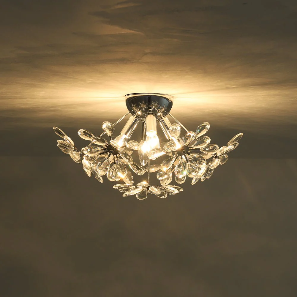 4-Light Bloom Dandelion Crystal Sputnik Semi Flush Mount - Image 9