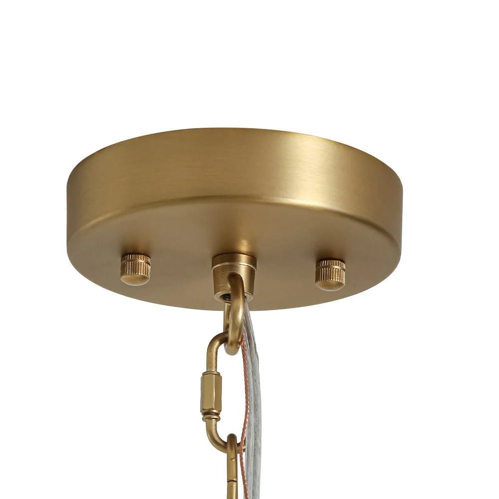 4-Light Brass Candle Style White Fabric Drum Cage Chandelier - Image 10