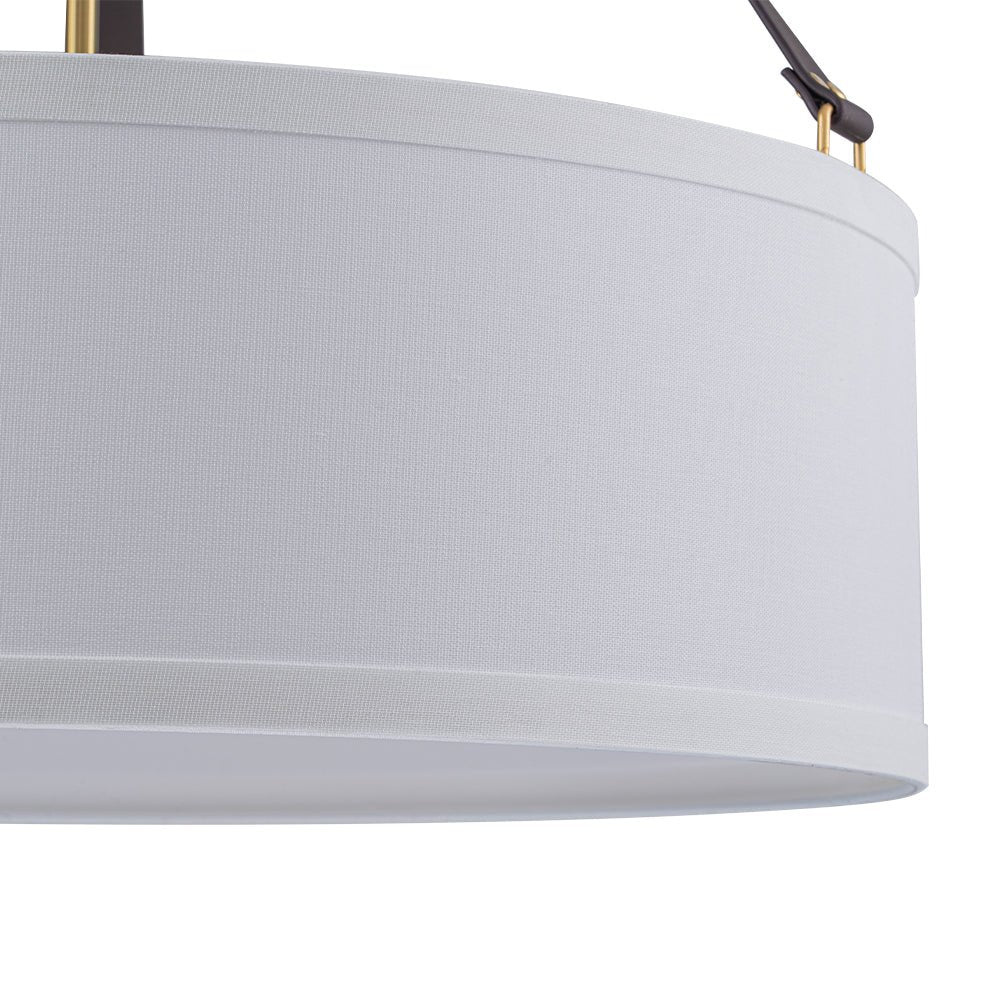 (OpenBox) 4-Light Brass White Linen Wide Drum Cage Pendant Light - Image 10