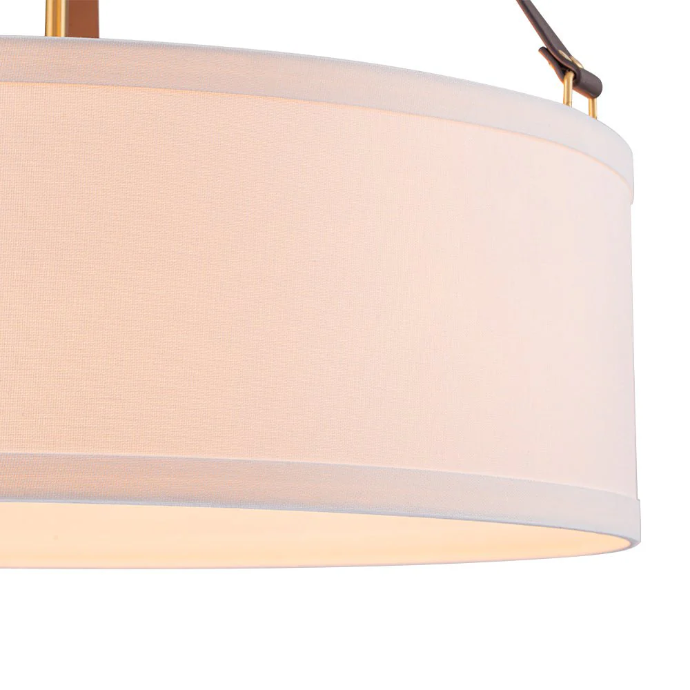 (OpenBox) 4-Light Brass White Linen Wide Drum Cage Pendant Light - Image 9