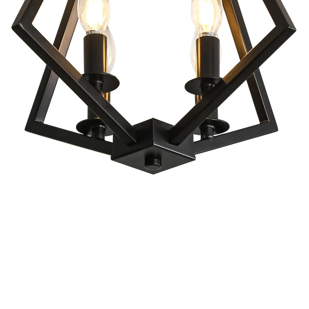 4-light Candle Style Black Simple Geometric Lantern Semi Flush - Image 11