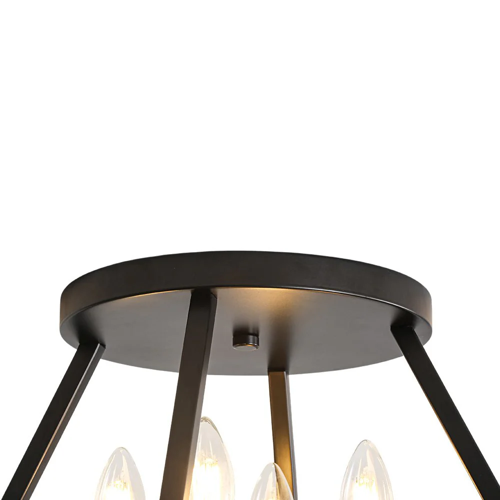 4-light Candle Style Black Simple Geometric Lantern Semi Flush - Image 8