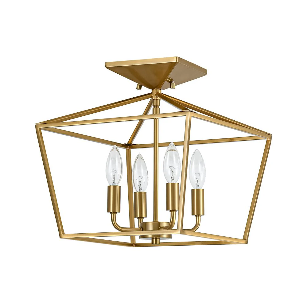 4-Light Candle Style Square Lantern Semi Flush Mount - Image 4