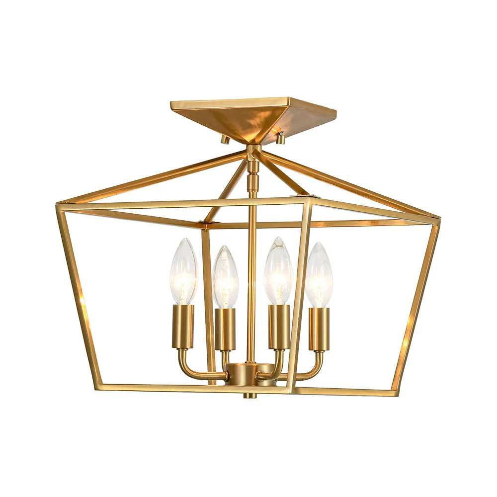 4-Light Candle Style Square Lantern Semi Flush Mount - Image 5