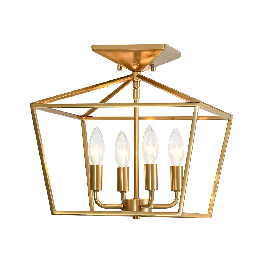 4-Light Candle Style Square Lantern Semi Flush Mount - Image 6
