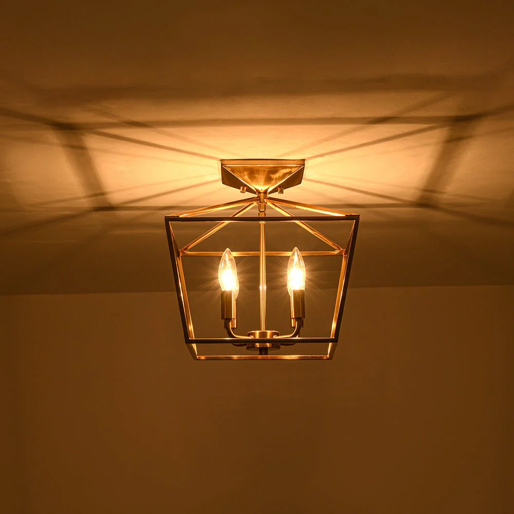 4-Light Candle Style Square Lantern Semi Flush Mount - Image 8