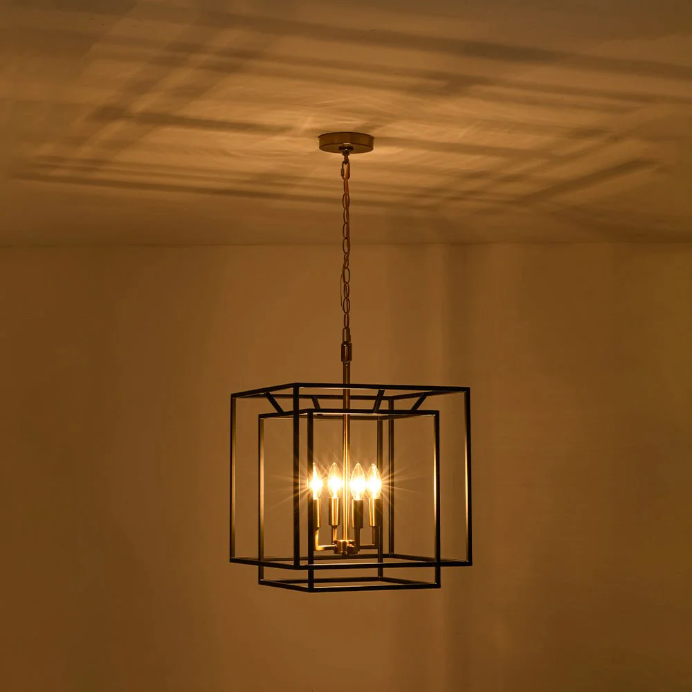 4-Light Candle Style Tiered Square Lantern Pendant - Image 10