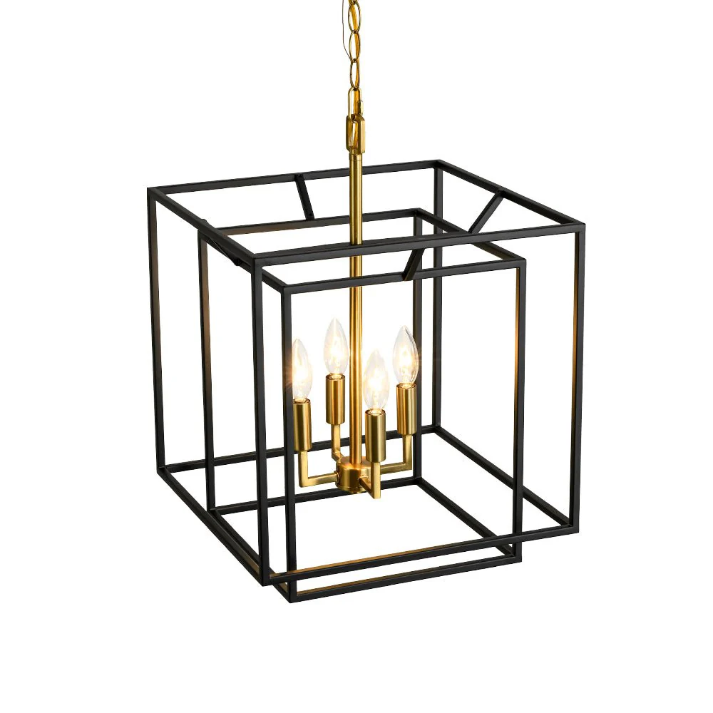4-Light Candle Style Tiered Square Lantern Pendant - Image 12