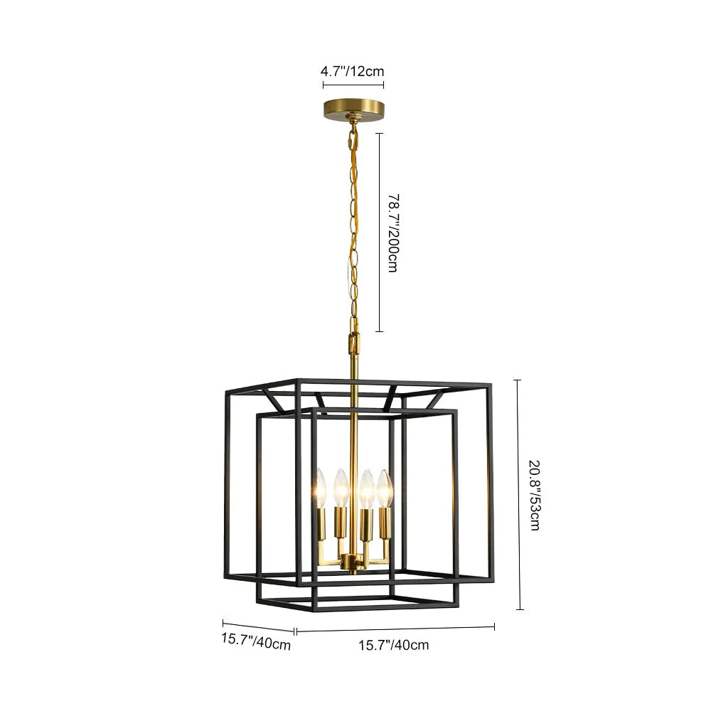 4-Light Candle Style Tiered Square Lantern Pendant - Image 18