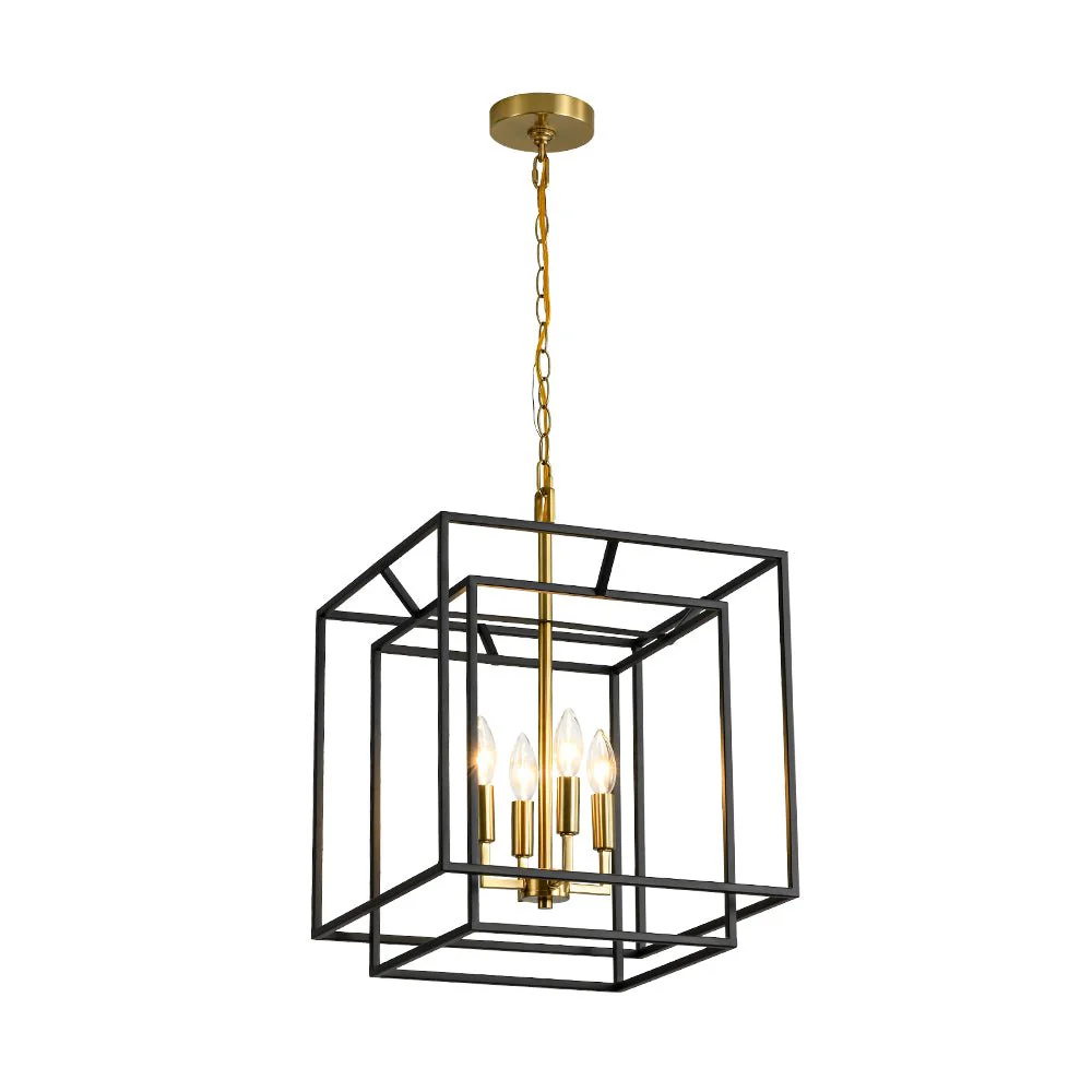 4-Light Candle Style Tiered Square Lantern Pendant - Image 3