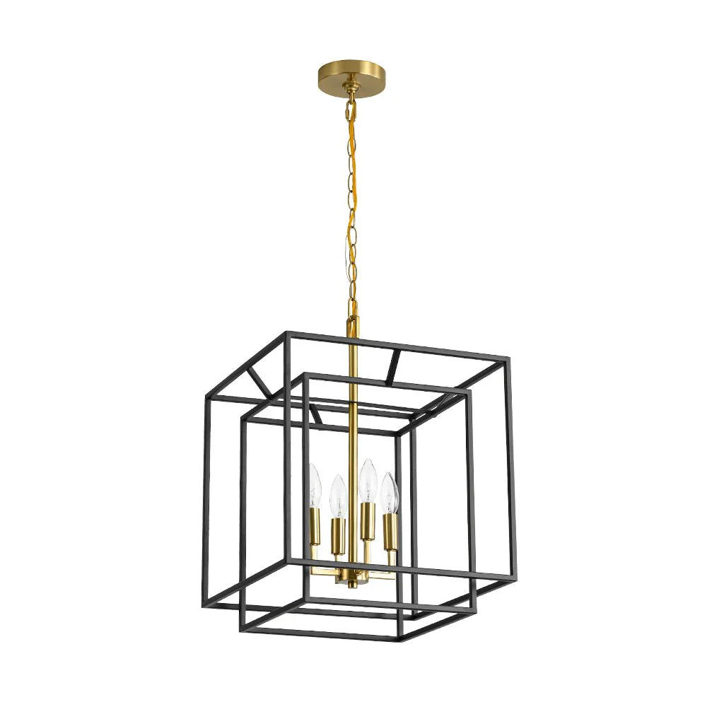 4-Light Candle Style Tiered Square Lantern Pendant - Image 4