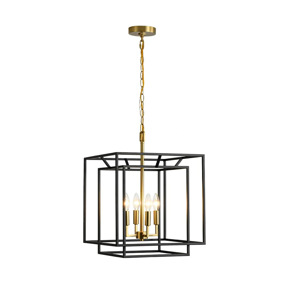 4-Light Candle Style Tiered Square Lantern Pendant - Image 5