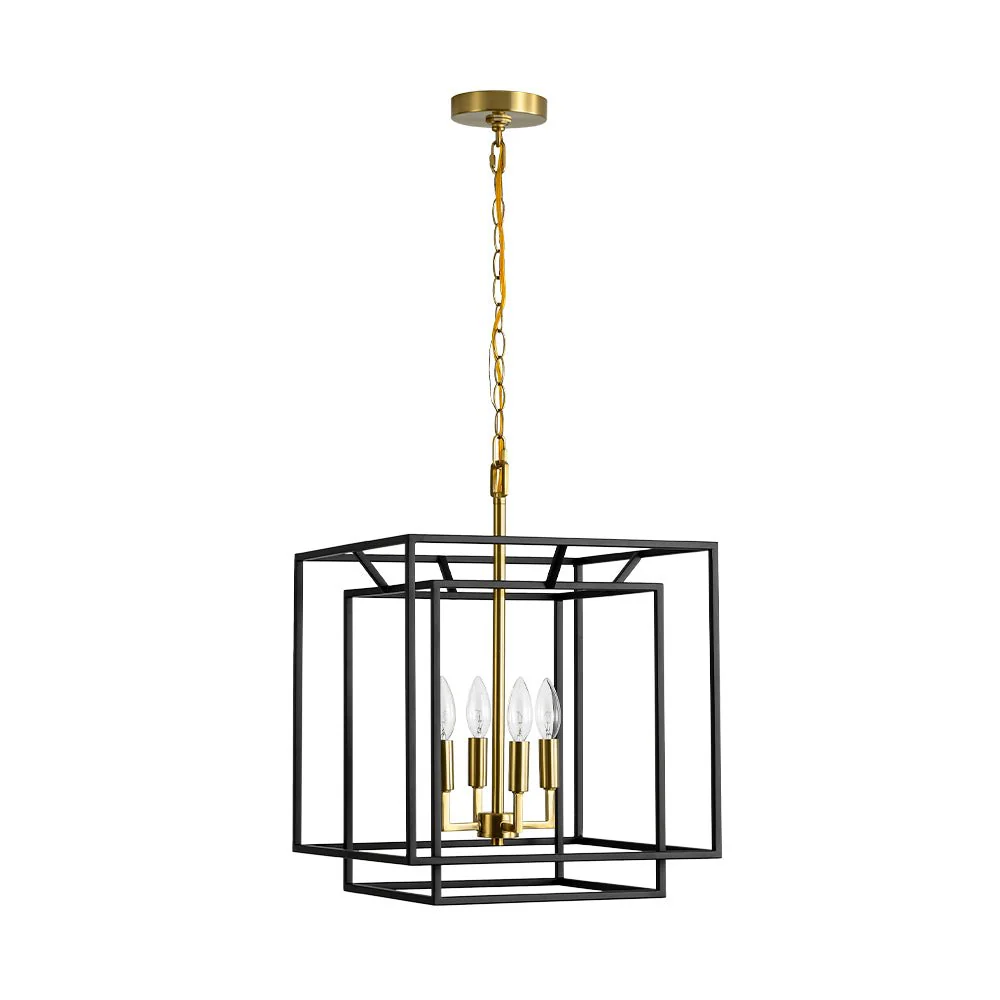 4-Light Candle Style Tiered Square Lantern Pendant - Image 6