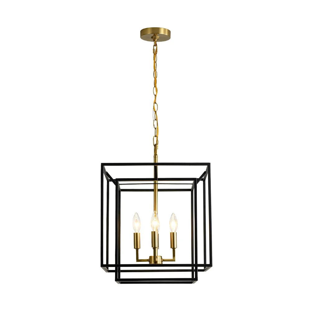 4-Light Candle Style Tiered Square Lantern Pendant - Image 7