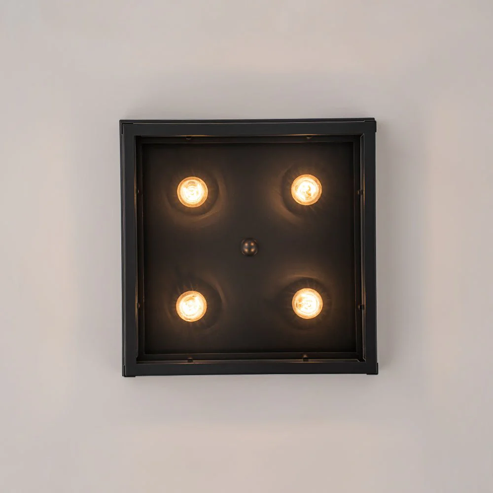 4-Light Clear Glass Black Square Cage Flush Mount Ceiling Light - Image 14