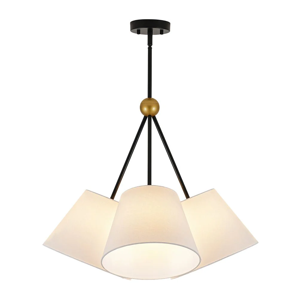 4-Light Cluster White Fabric Cone Shade Chandelier - Image 10
