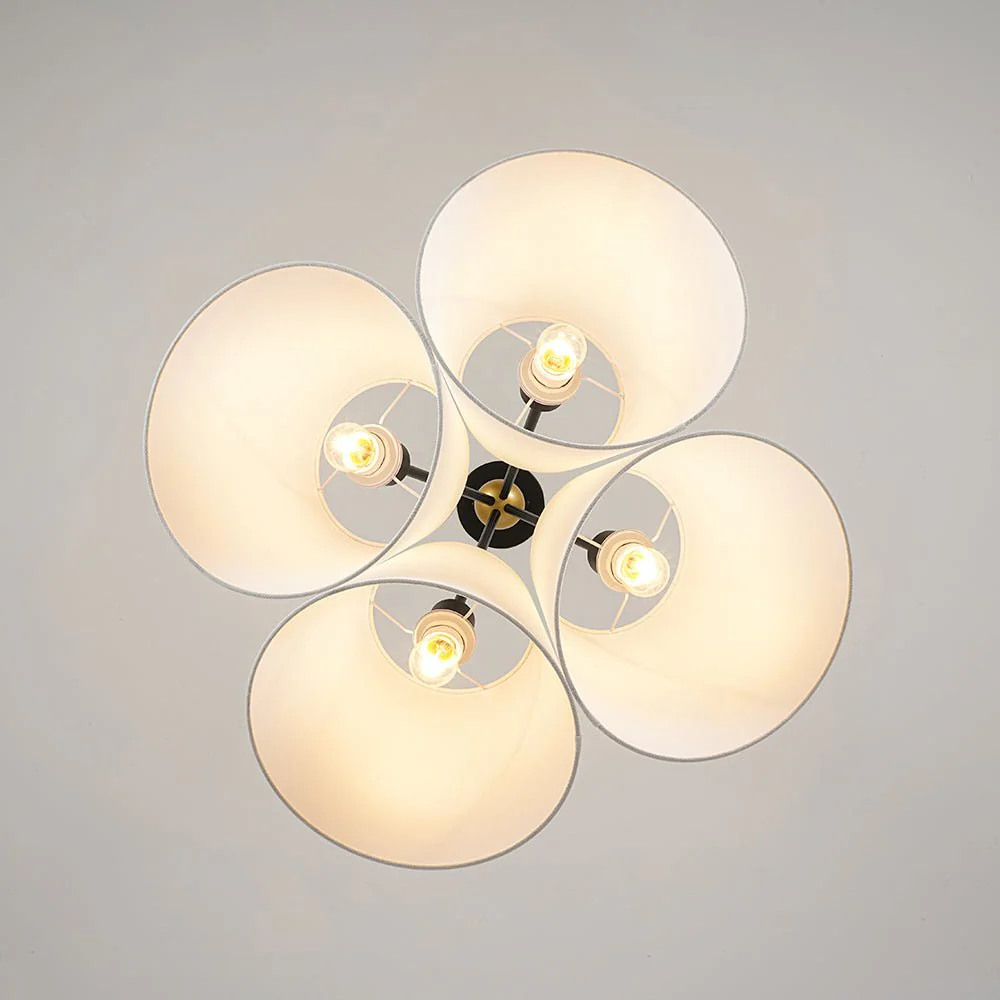 4-Light Cluster White Fabric Cone Shade Chandelier - Image 12