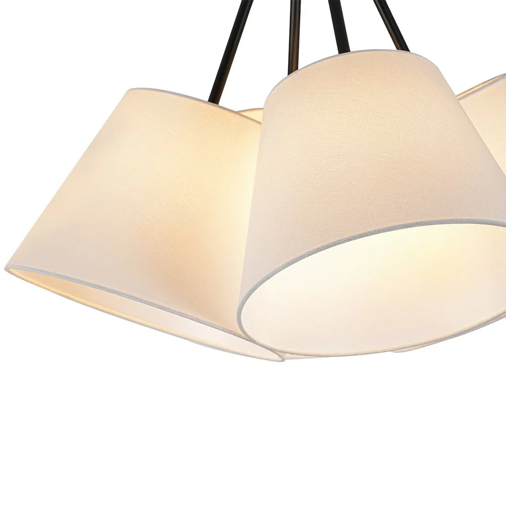 4-Light Cluster White Fabric Cone Shade Chandelier - Image 17