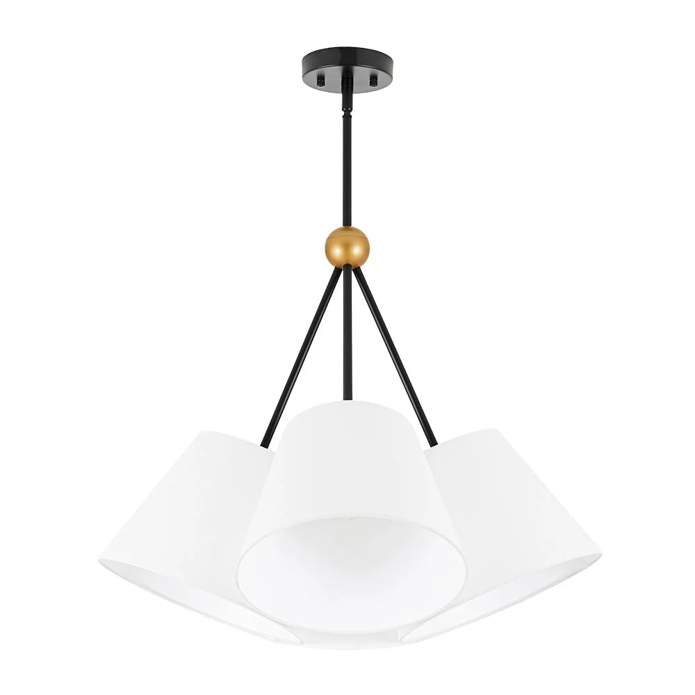 4-Light Cluster White Fabric Cone Shade Chandelier - Image 7