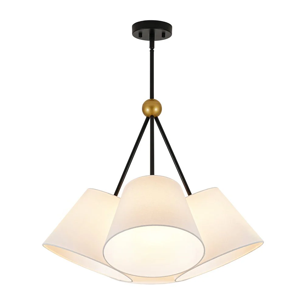 4-Light Cluster White Fabric Cone Shade Chandelier - Image 8
