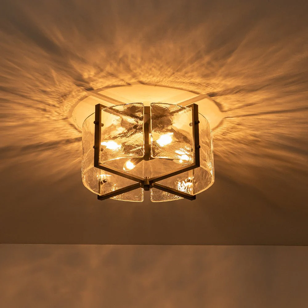 4-Light Contemporary Clear Textured Glass Drum Flush Mount - Image 10