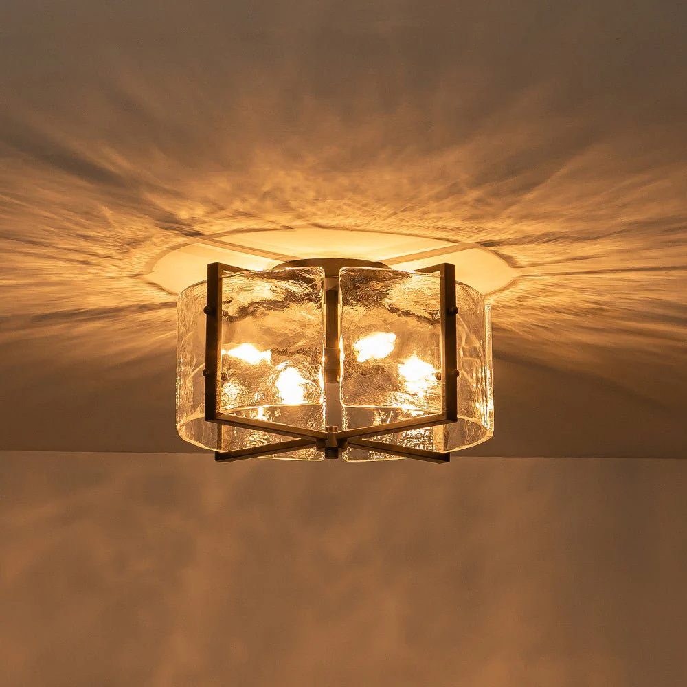 4-Light Contemporary Clear Textured Glass Drum Flush Mount - Image 11