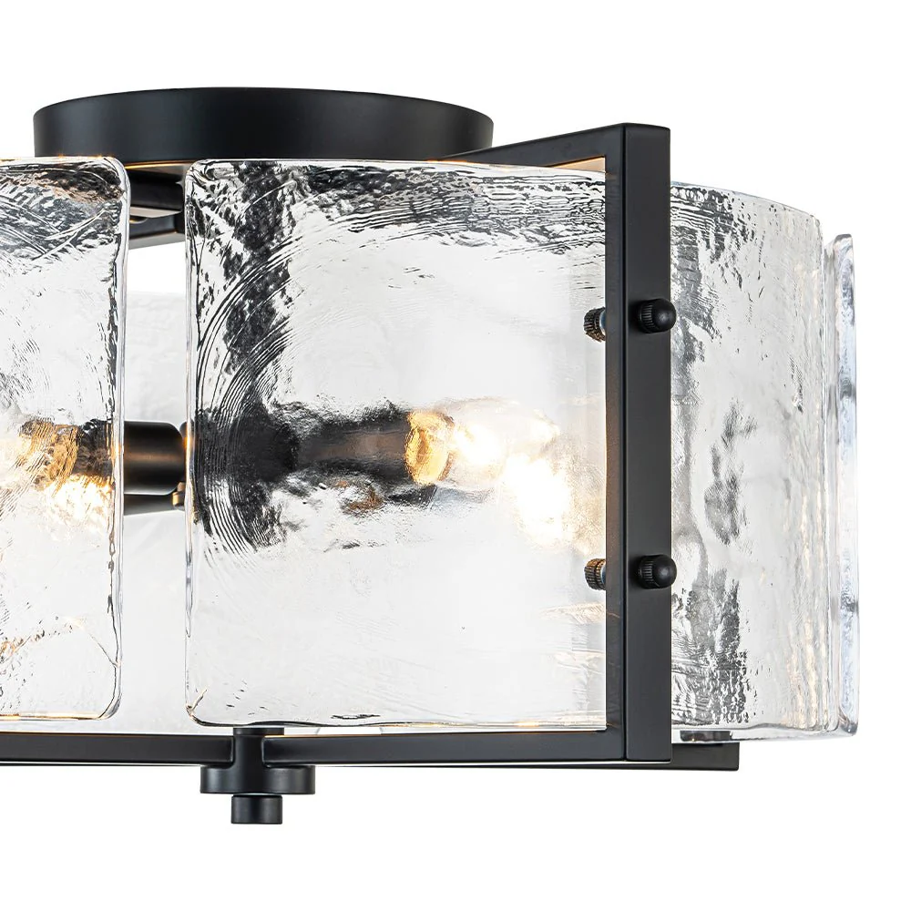 4-Light Contemporary Clear Textured Glass Drum Flush Mount - Image 12