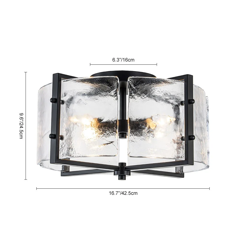 4-Light Contemporary Clear Textured Glass Drum Flush Mount - Image 14