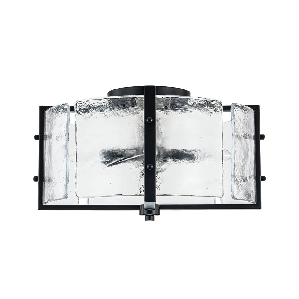 4-Light Contemporary Clear Textured Glass Drum Flush Mount - Image 6