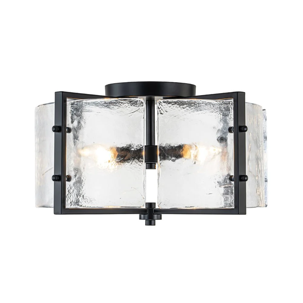 4-Light Contemporary Clear Textured Glass Drum Flush Mount - Image 7