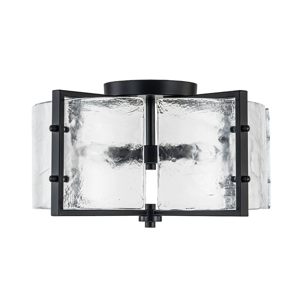 4-Light Contemporary Clear Textured Glass Drum Flush Mount - Image 8