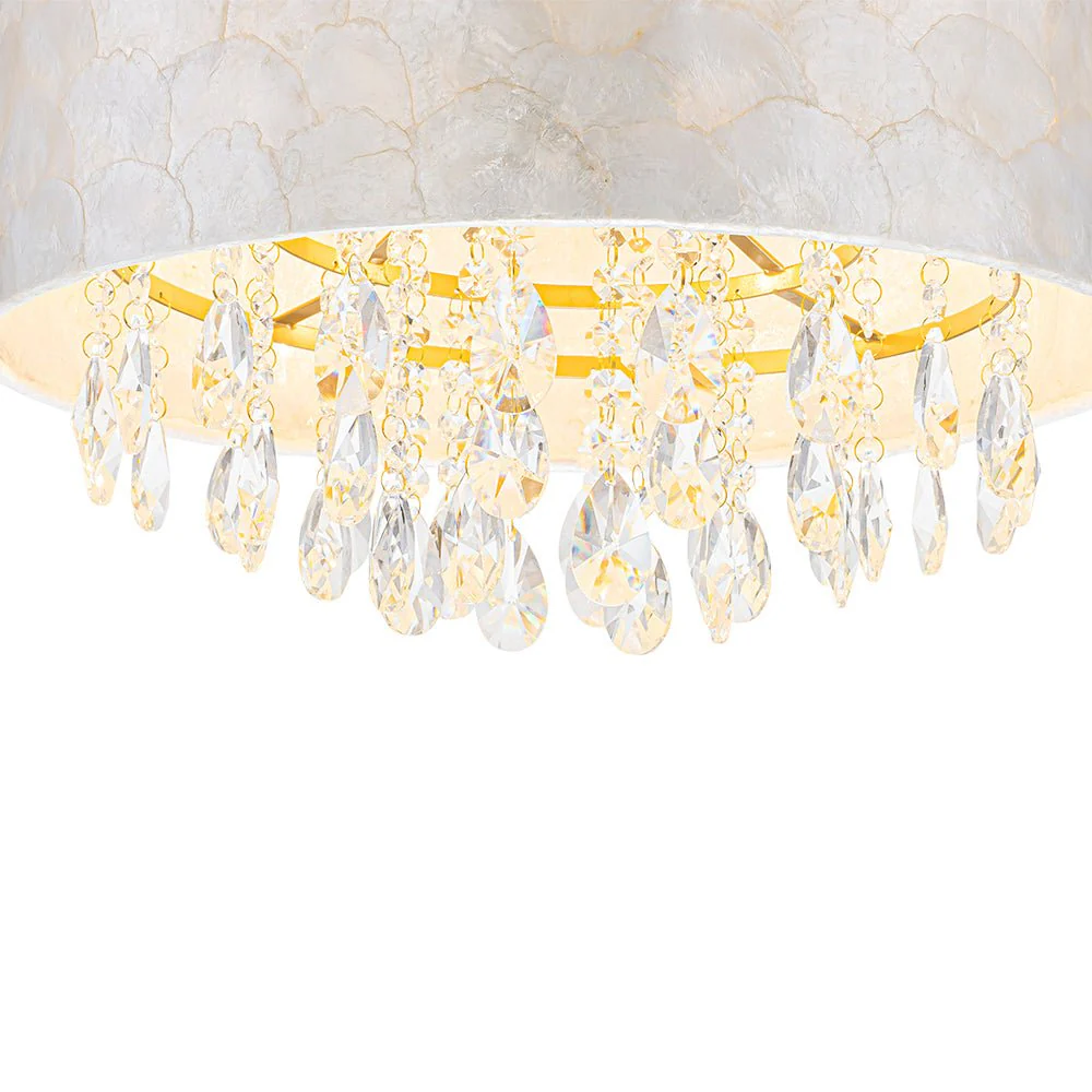 4-Light Crystal Accented Capiz Shell Drum Lantern Pendant - Image 15